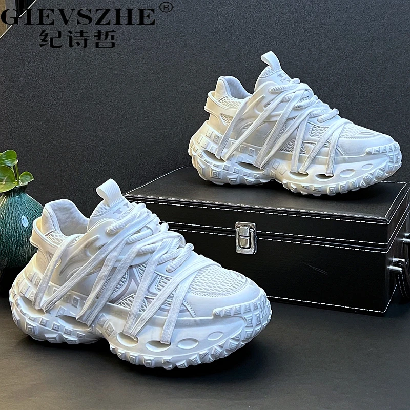 纪诗哲男士老爹鞋复古风脏脏小白鞋秋季网面透男士秋季网面老爹鞋