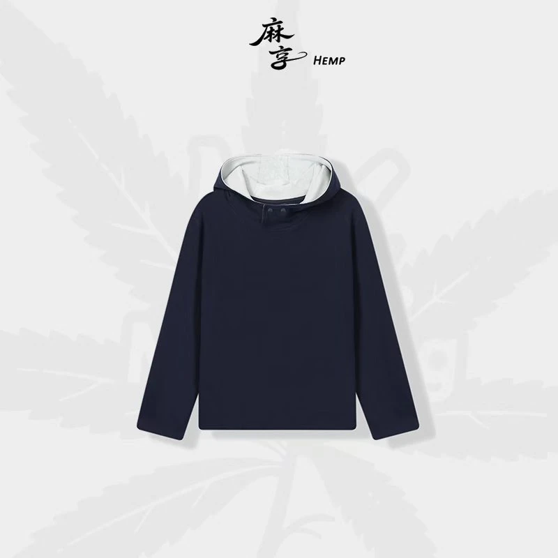麻享蚕丝澳绒连帽衫宽松慵懒显瘦卫衣戴帽两粒扣打底帽衫FSY51033