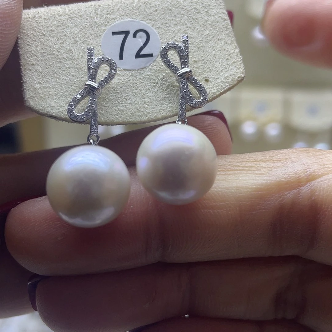 淡水珍珠耳饰银S925镶嵌