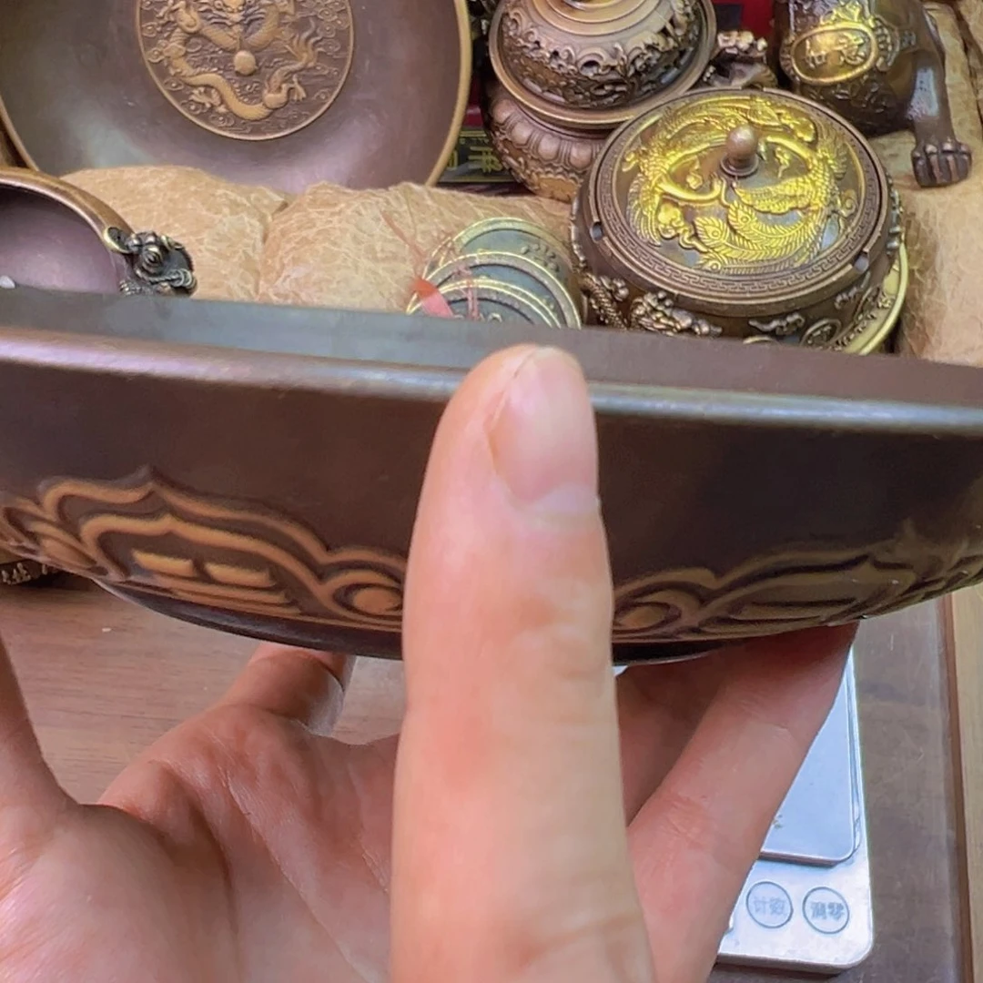 紫金风磨铜五路财神盘