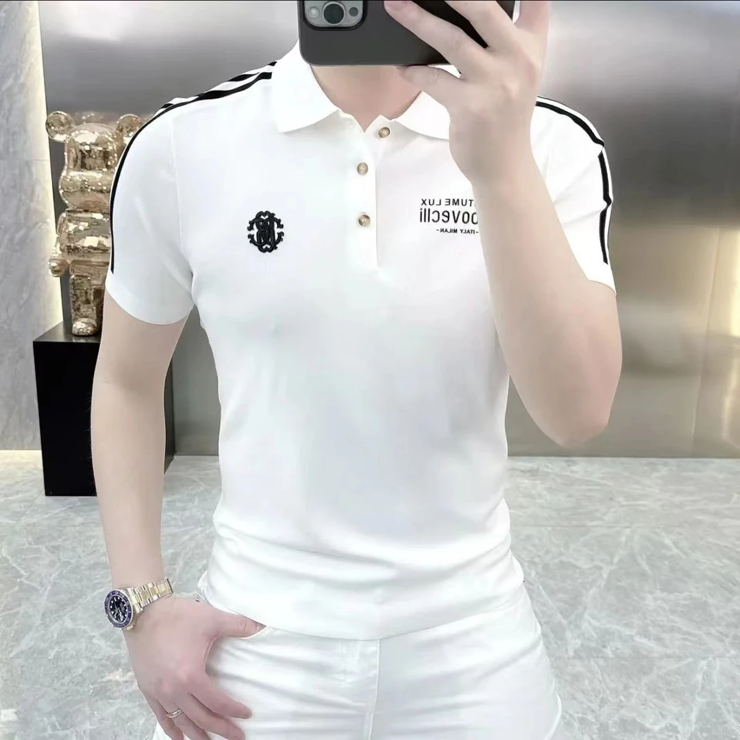 度尚-夏季新款男士轻奢高品质针织薄款时尚休闲翻领POLO衫短袖