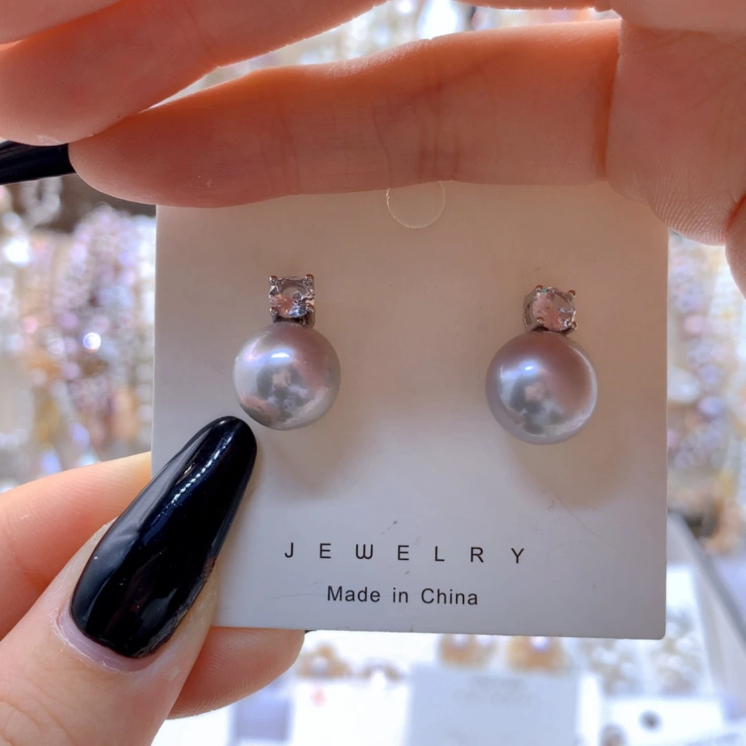 银S925镶嵌淡水珍珠耳饰