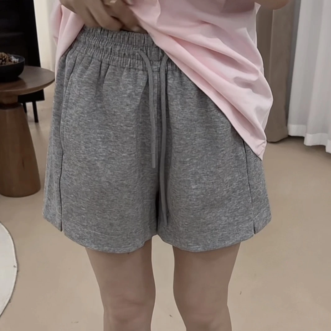 伟丽店4130【侧开叉松紧腰抽绳运动短裤】新款时尚百搭显瘦休闲短裤