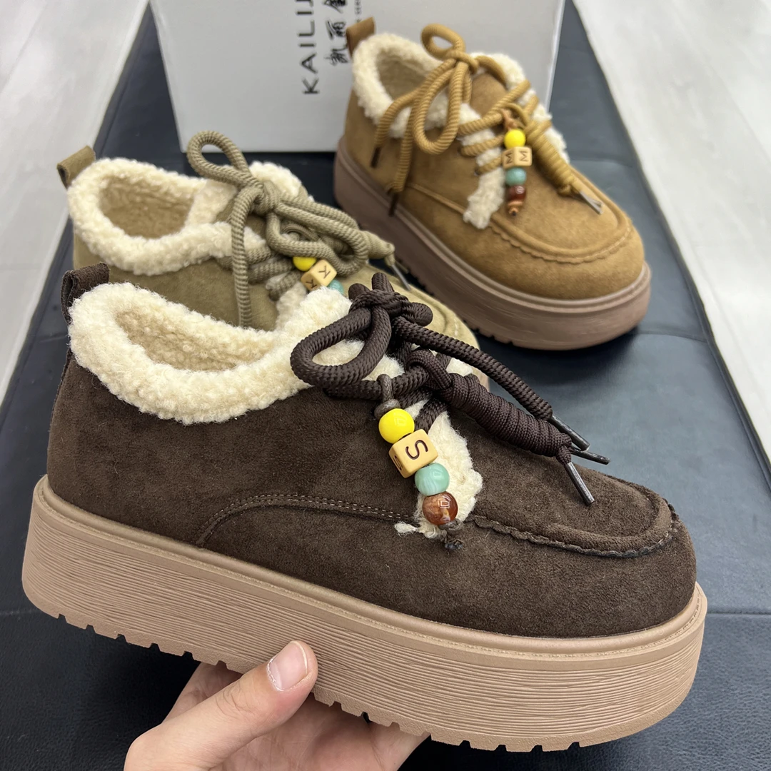 极简风拼色复古港风休闲风棉鞋雪地靴运动风秋冬冬季