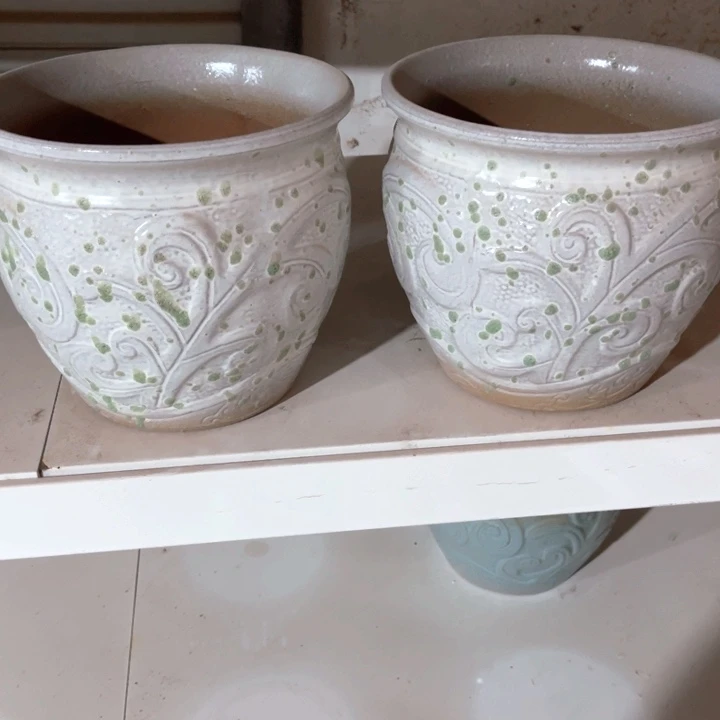 紫砂花盆口径21高度18两只正品