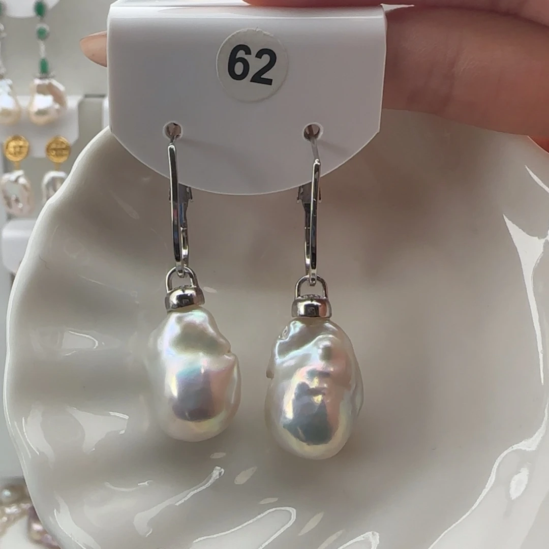 淡水珍珠耳饰银S925镶嵌清*