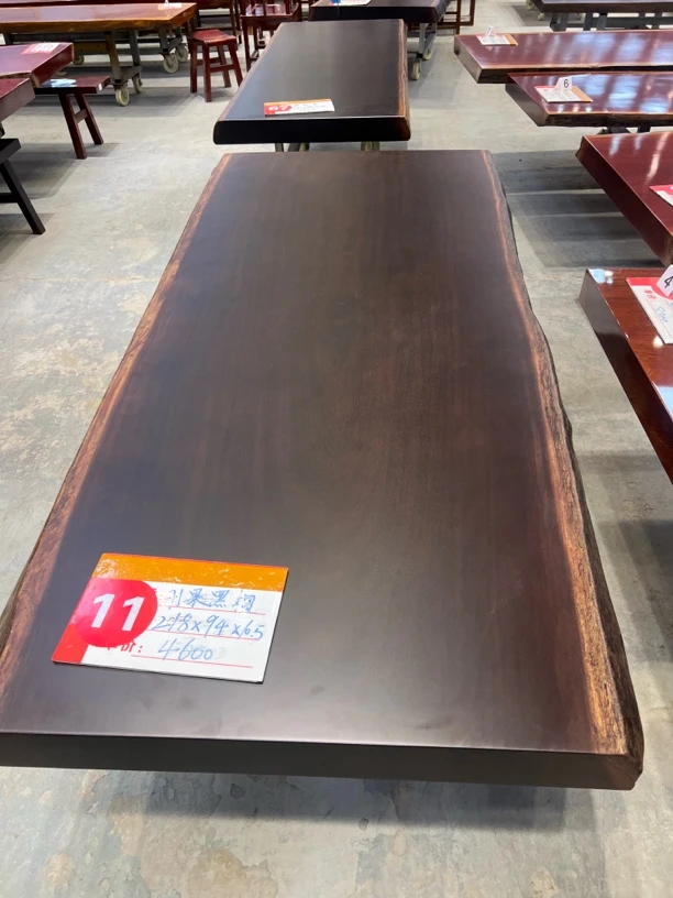 刚果黑檀大板桌218×94×10.5树墩脚
