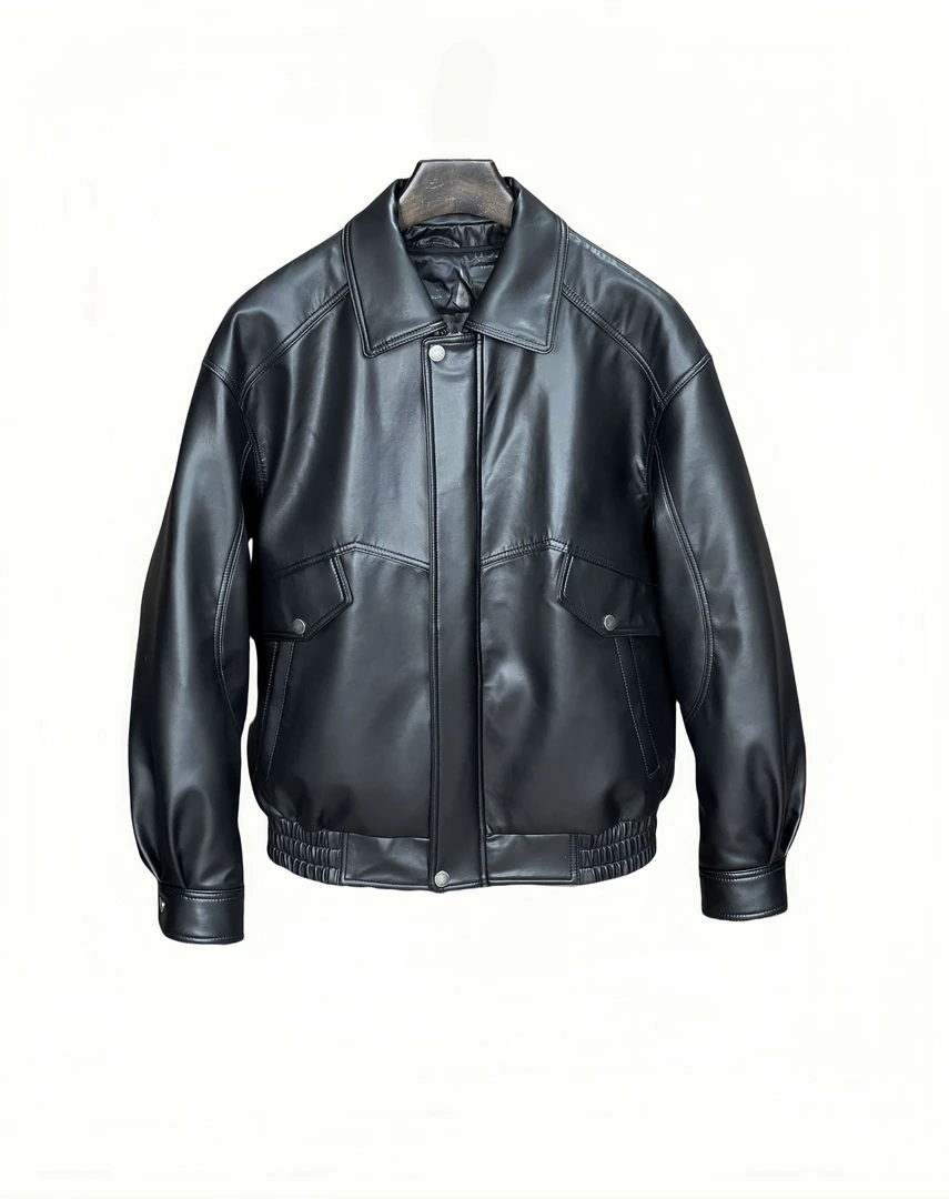 海宁皮衣休闲港版做旧春季秋季百搭立领港风简约春秋短款经典