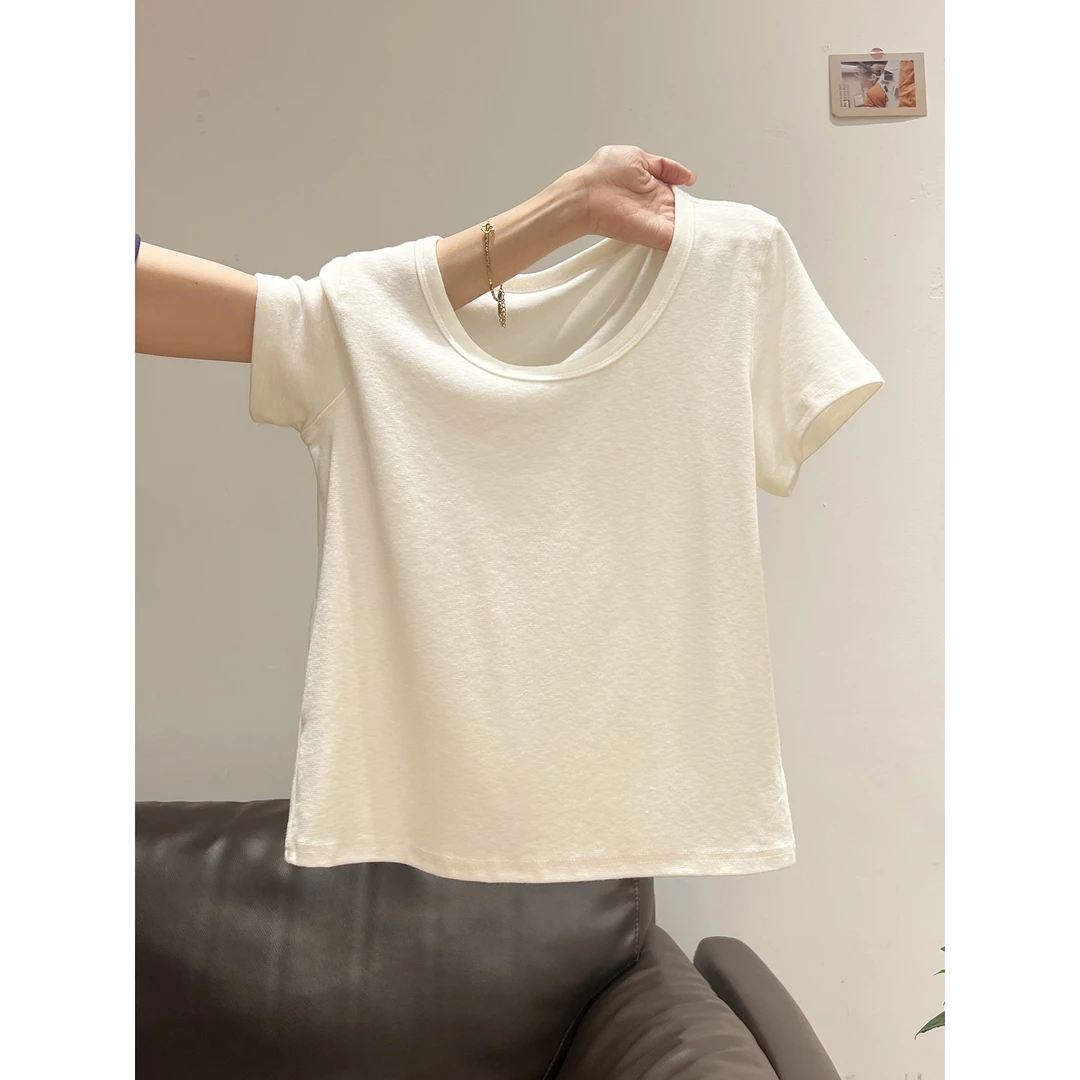 【T恤系列】奶酥 圆领正肩短袖 显瘦设计感休闲上衣