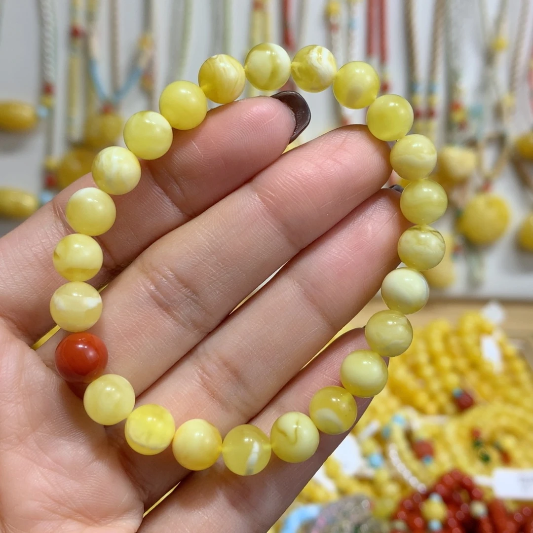 蜜蜡未镶嵌手链7.7mm