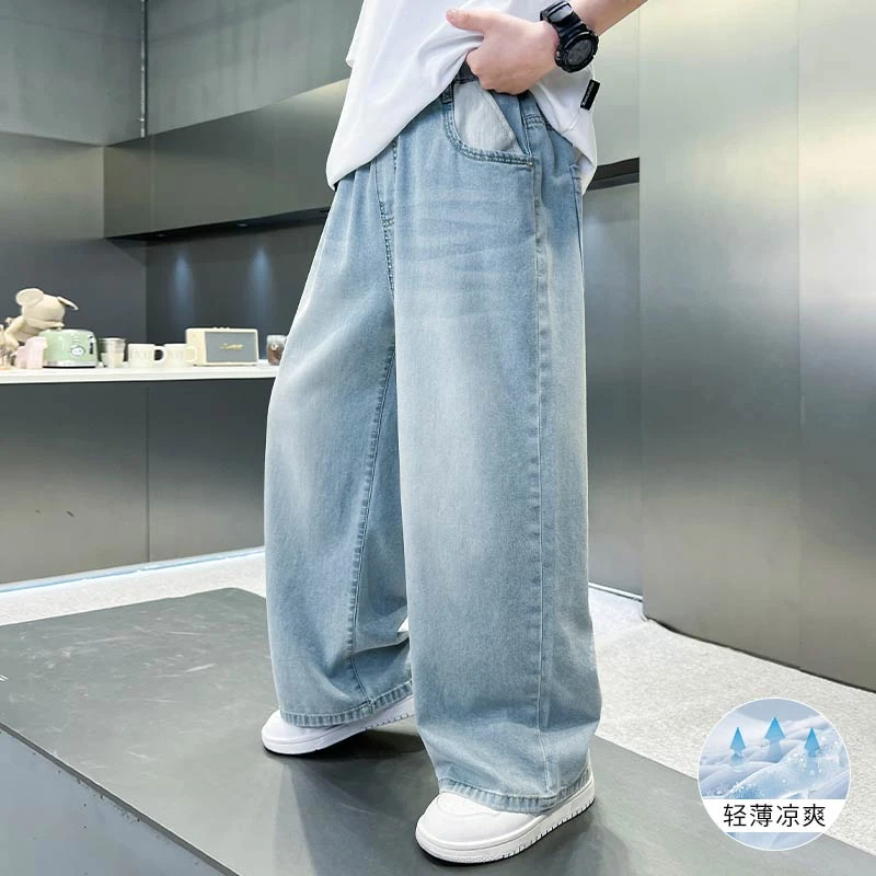 【高品质】男童牛仔裤儿童夏季新款轻薄透气宽松直筒牛仔裤百搭裤子