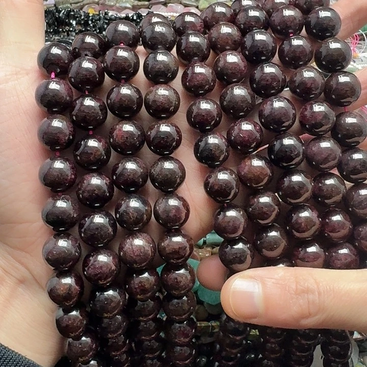 玛瑙/玉髓未镶嵌珠宝半成品一条14mm紫牙乌石榴石