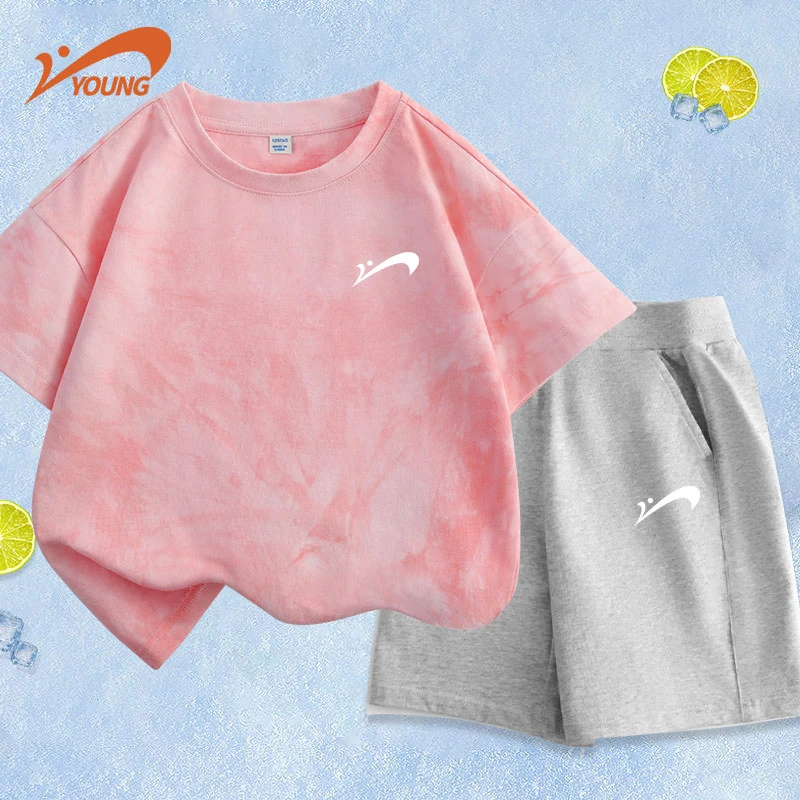 贵人鸟童装男童夏季套装女童纯棉两件套儿童宽松薄款短袖短裤夏装