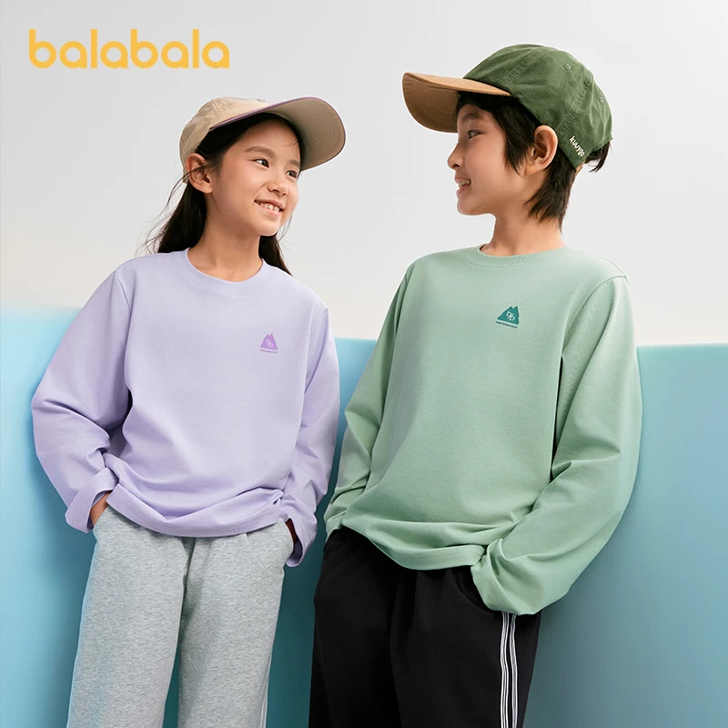 巴拉巴拉童装男女儿童速干长袖t恤简约春季圆领长袖上衣欧若风