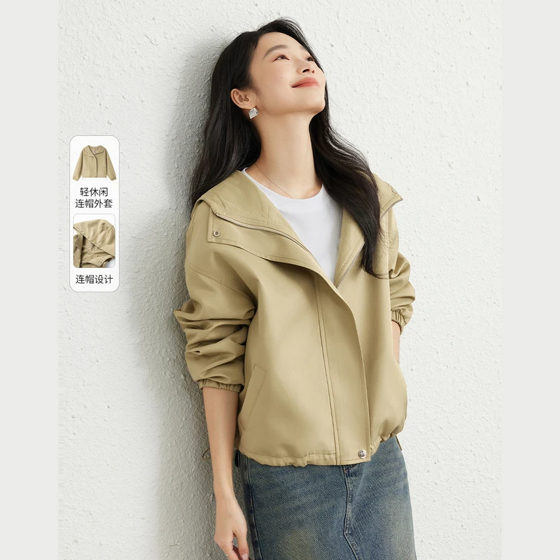 *连帽设计短款外套女新款休闲百搭显瘦上衣M8759