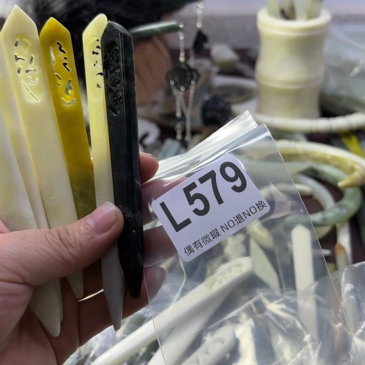 蛇纹石玉发饰合金点****6