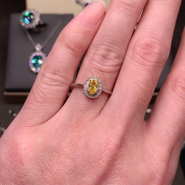 彩色蓝宝石银S925镶嵌戒指