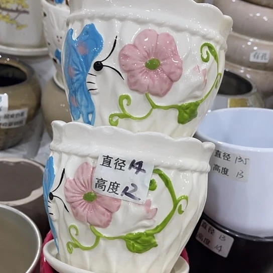 多肉绿植陶瓷花盆9.9包邮，有孔