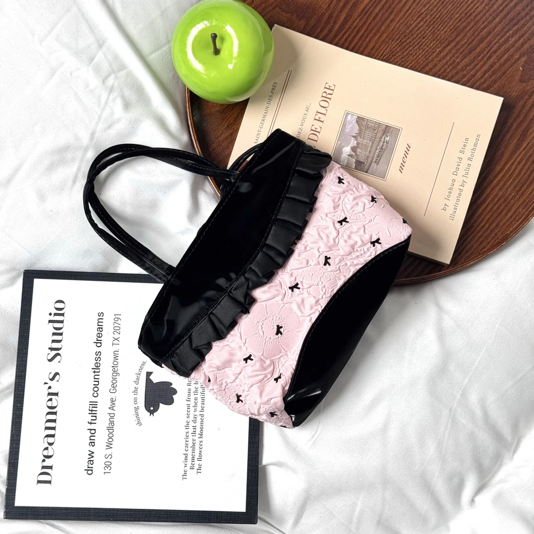 一张同学【长约21宽6高14单位厘米】手提单肩斜挎包C7471黑粉