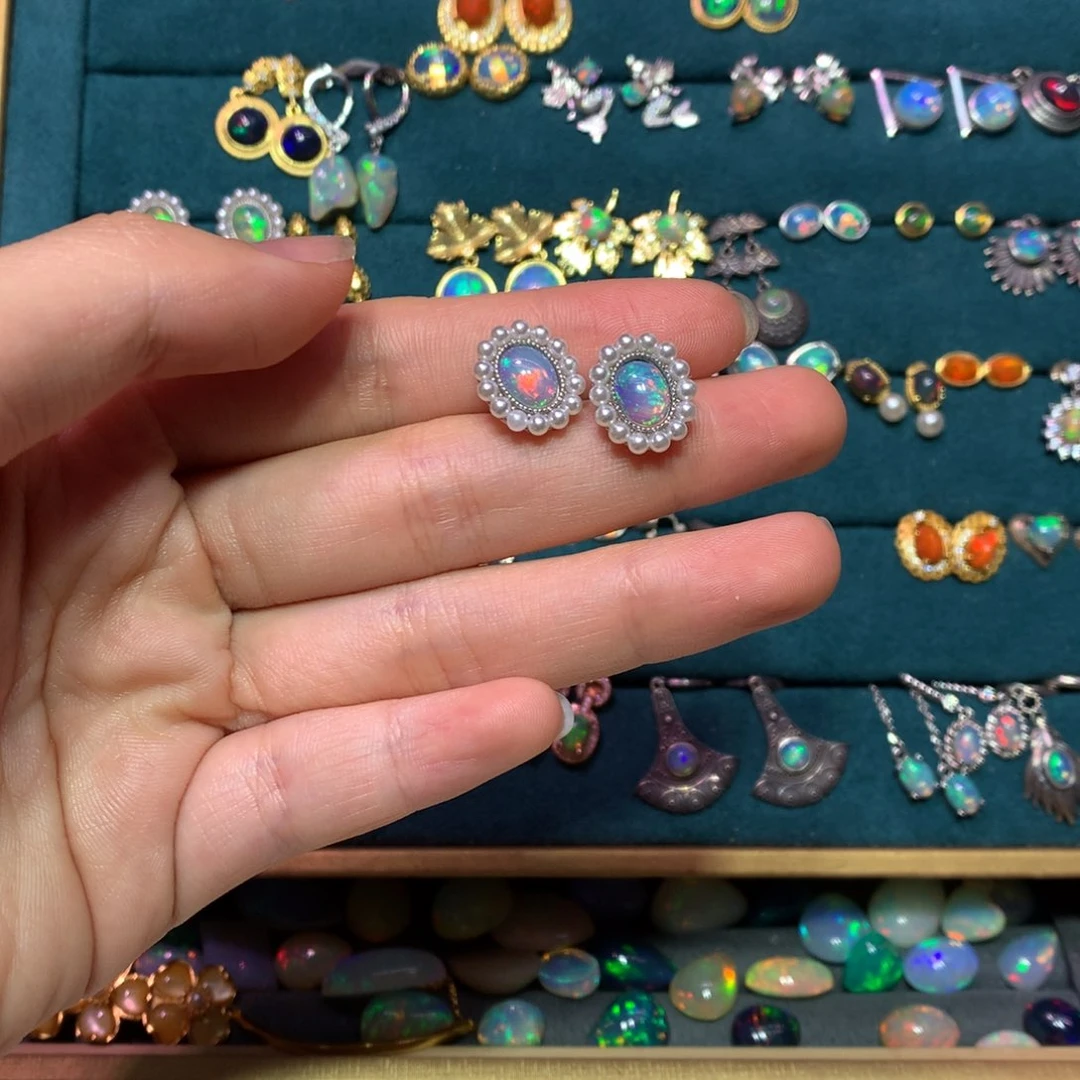 欧泊银S925镶嵌耳钉款式M****