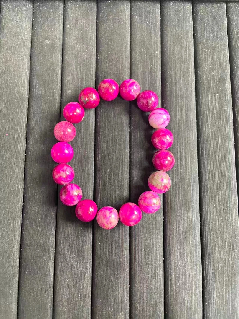 G84冰桃红12m圆珠手串男女款