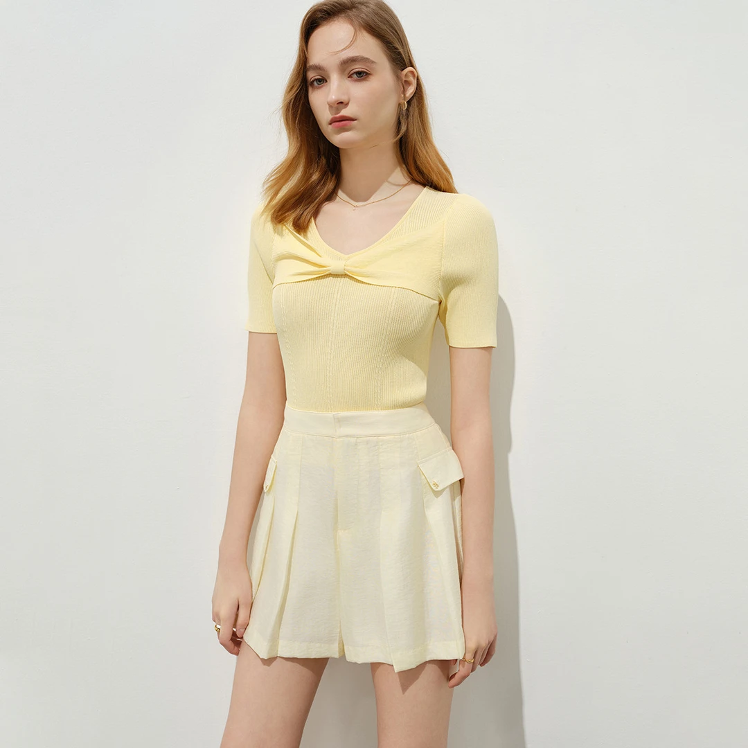 【籽言专属】造型感蝴蝶结针织衫显瘦温柔减龄气质短袖Y733104661