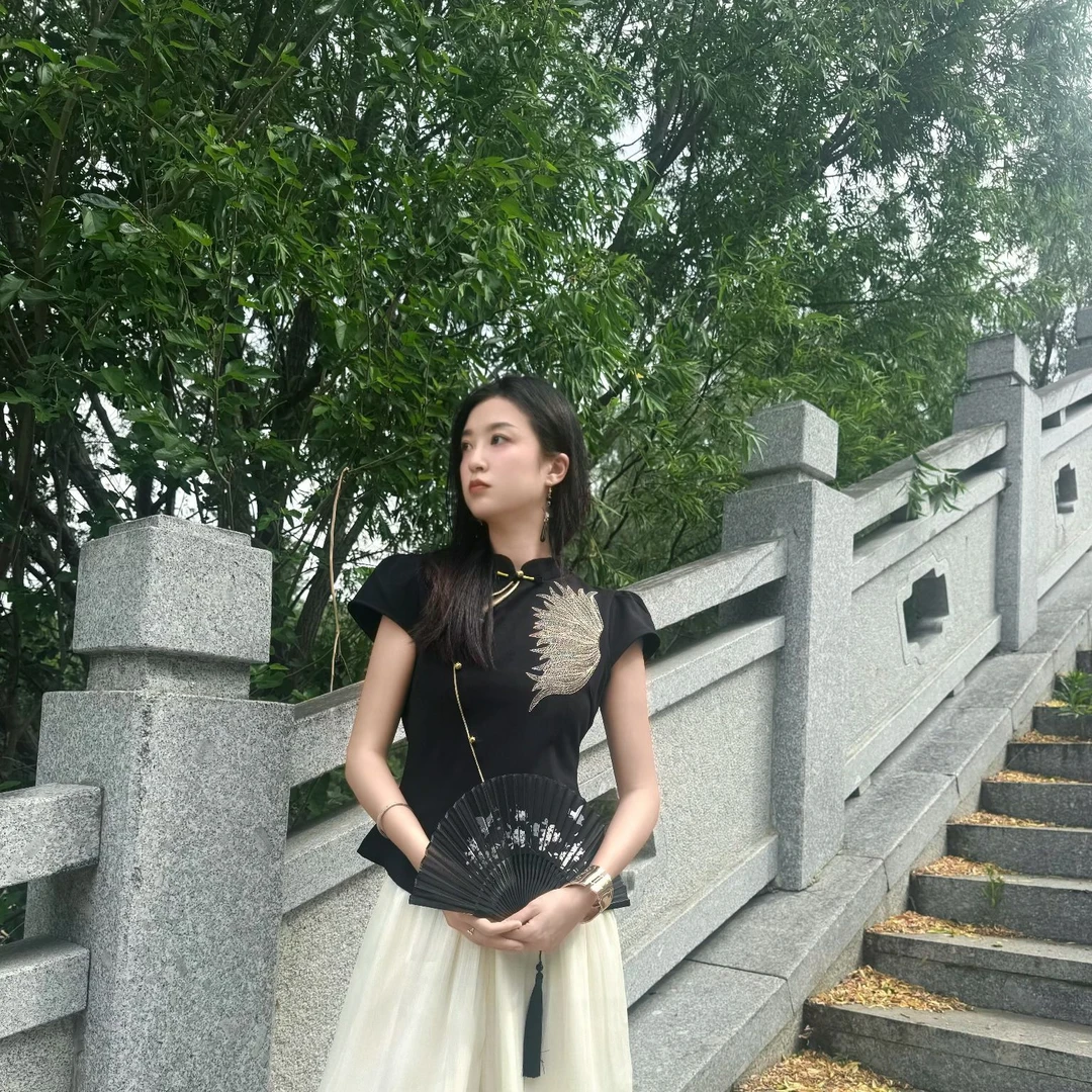 [TINGXUAN]高定金色蝴蝶翅膀上衣X-00889(M-XL)