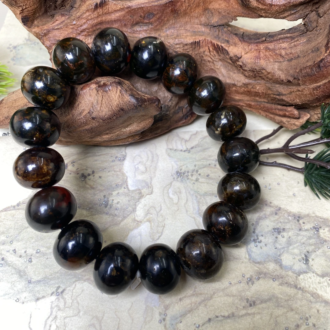 【央网专属】抚顺珍藏级翳珀手串16mm  A98  多样性发其一