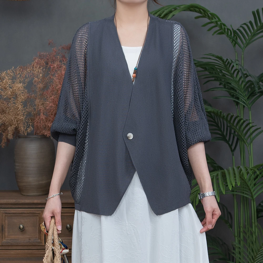 2025春夏休闲洋气百搭镂空透气宽松外套2405-146