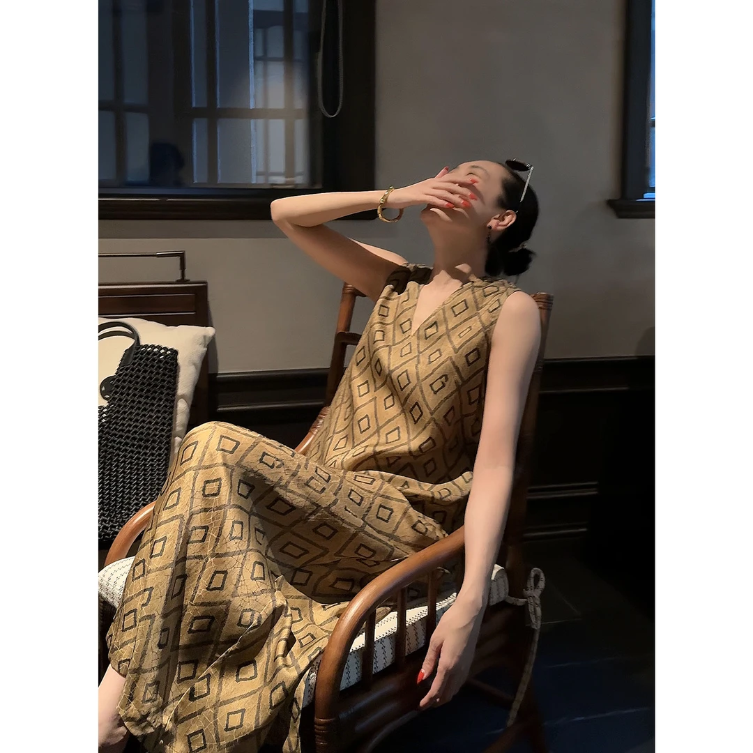 紫紫  古序连衣裙   香云系列龟裂纹中古连衣裙ZD07LZHJ067