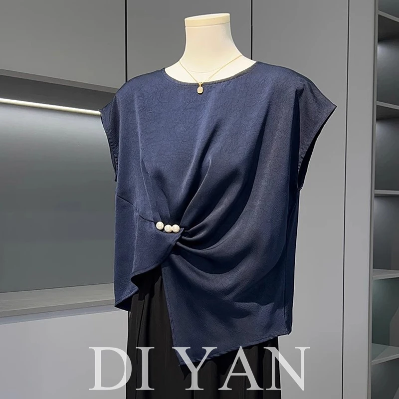 妈妈夏装冰丝短袖T恤2025新款中老年女装高贵夫人阔腿裤两件套装