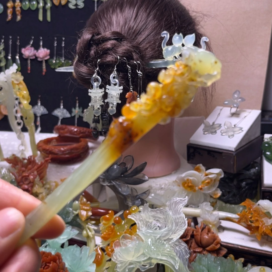 【闪购商品】合金蛇纹石玉发饰