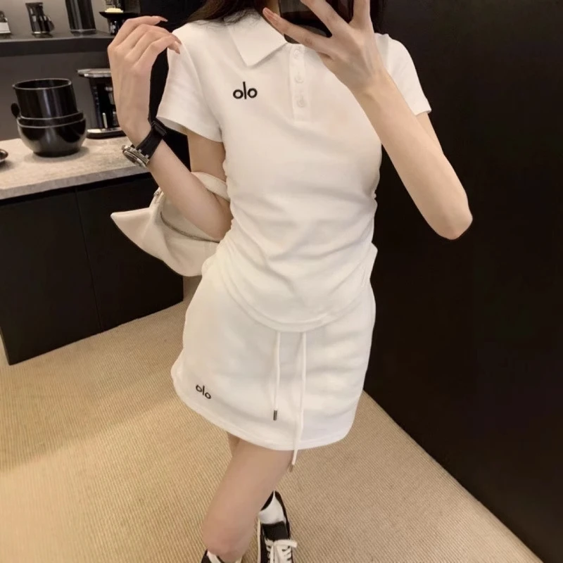 运动休闲时尚套装女2025夏季新款简约短袖t恤上衣半身短裙两件套