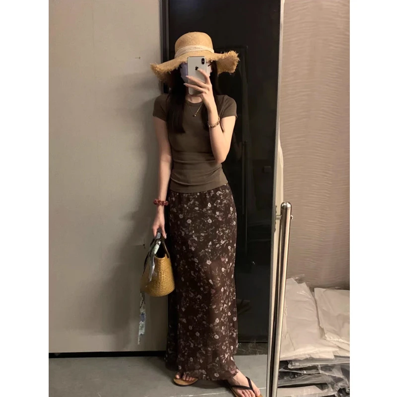 【美拉德】时尚轻熟风修身显瘦夏季【斜裁】设计感气质碎花半身裙女
