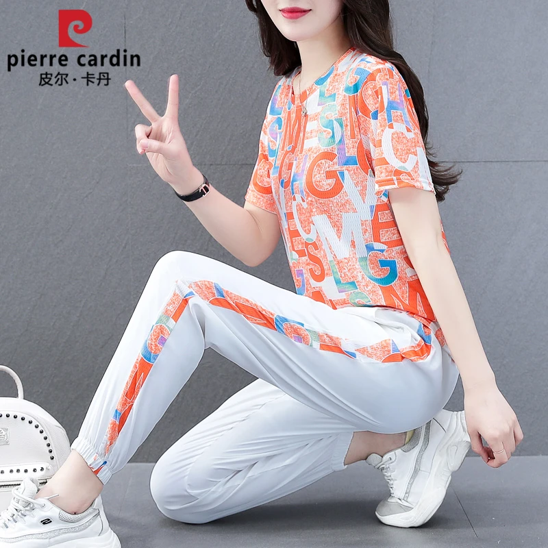 皮尔卡丹运动服套装女夏季2025年新款时尚冰丝薄款速干休闲两件套