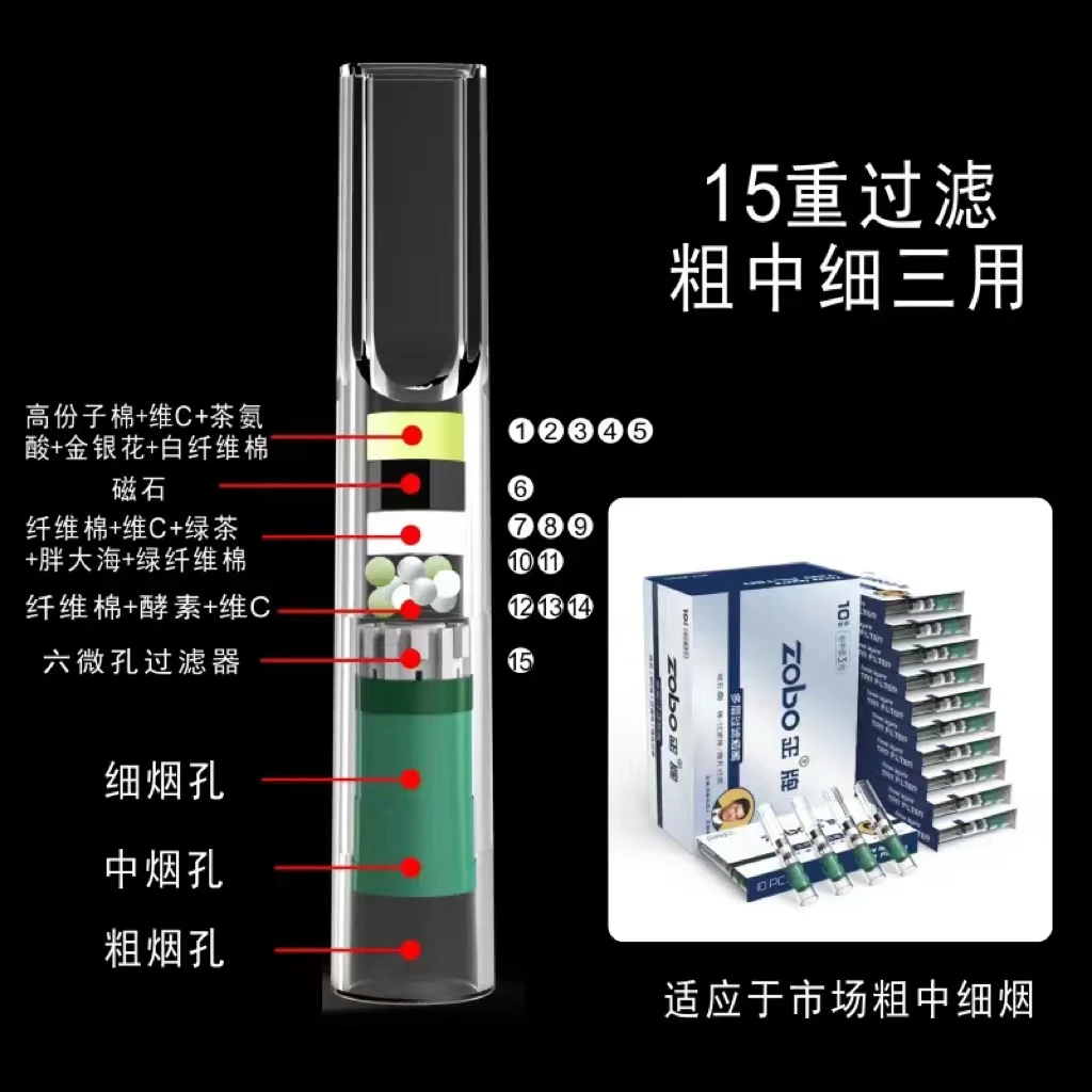 一次性十五重烟嘴(粗中细)三用强效过滤焦油男士正牌过滤嘴送老公