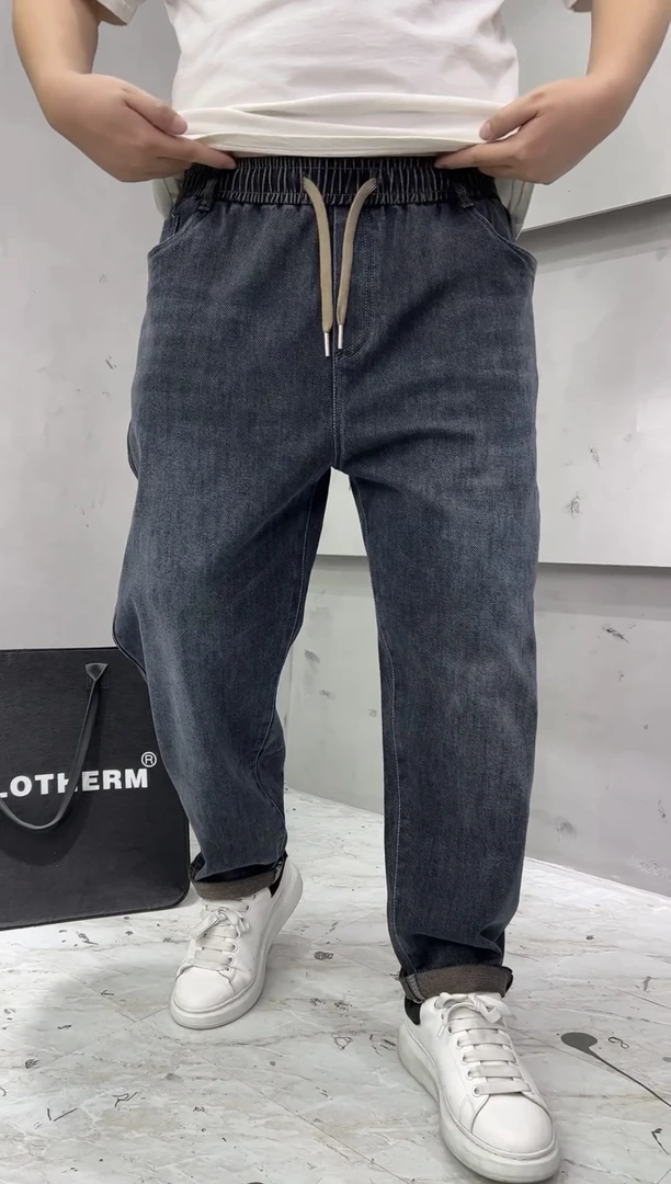 2483加肥加大300斤潮牌弹力牛仔裤春季新款高腰宽松大码老爹裤男