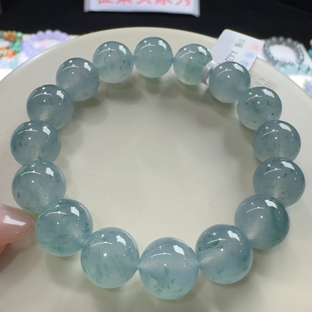 未镶嵌手链翡翠正冰果冻蓝飘花卡12.6性价比巨高！