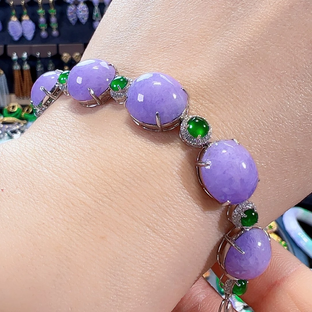 翡翠18K金镶嵌手链签收后24小时鉴赏期