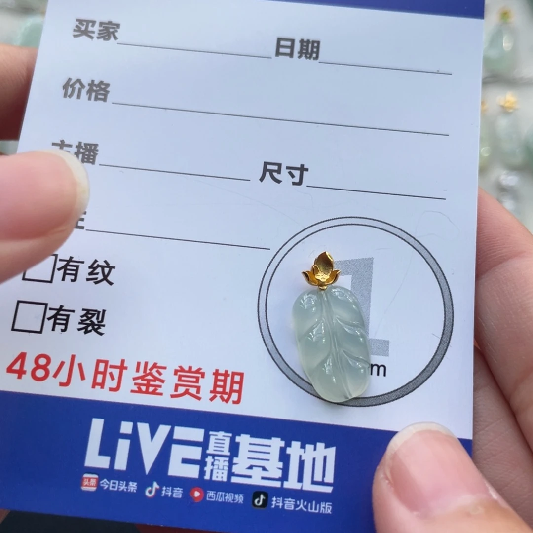 翡翠未镶嵌颈饰金扣小叶子