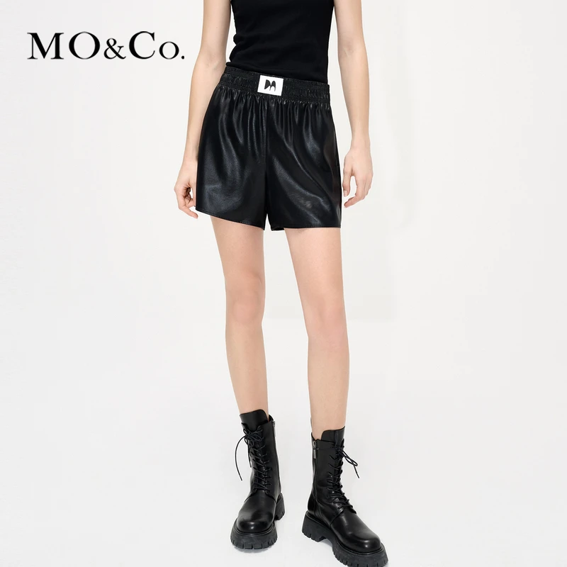 【千颂妮专享】MOCO夏季LOGO织唛三醋酸混纺高腰短裤MBC2SOT010