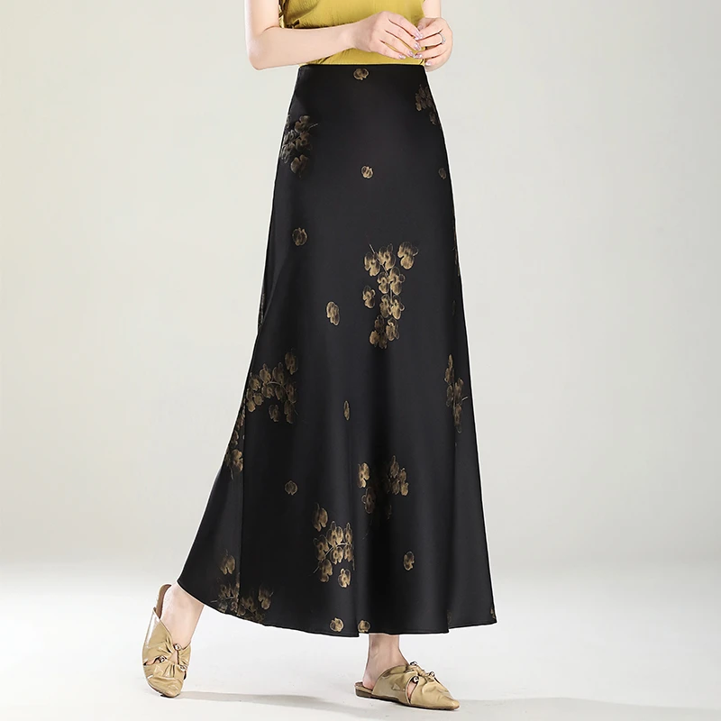 复古印花高腰显瘦A字裙2025春季新款高级感气质中长半身裙