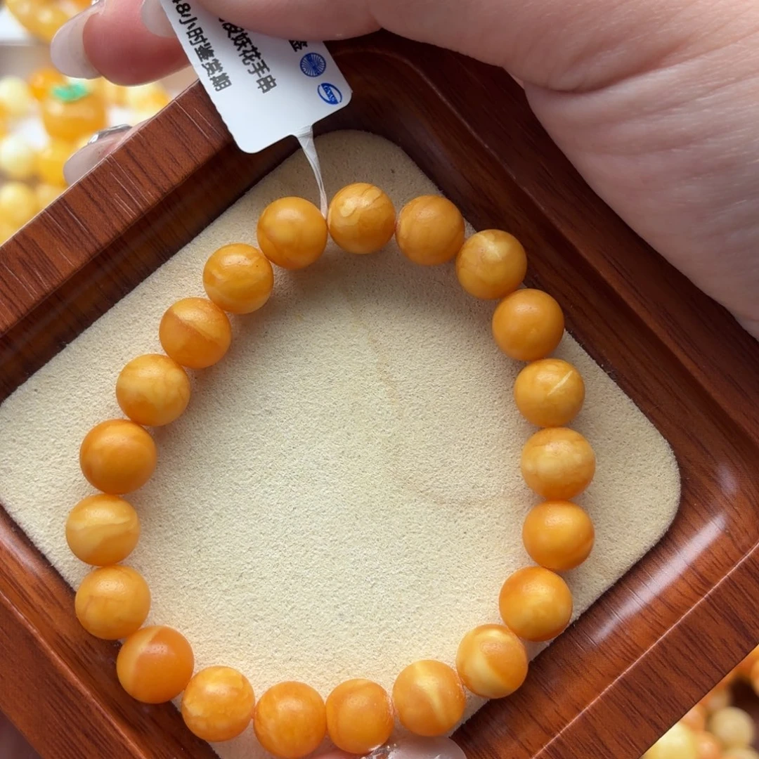 琥珀未镶嵌裸石B171丹麦料橘皮妖花手串卡9+