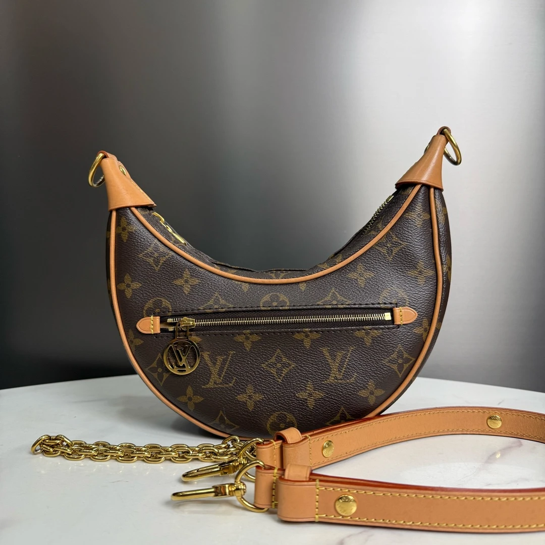 95新 LouisVuitton/路易威登 芯片款豌豆包月亮包单肩包15972836