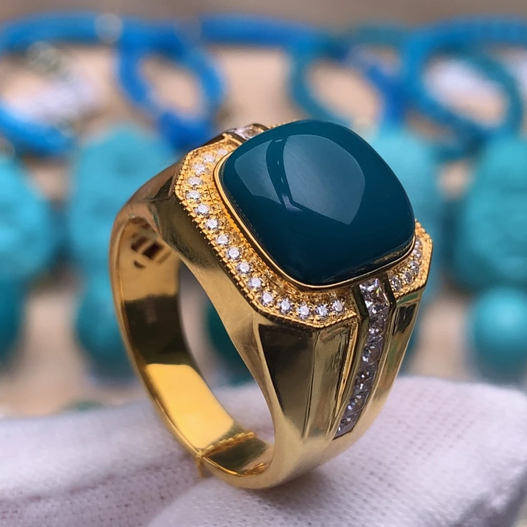 绿松石18K金镶嵌珠宝奇石