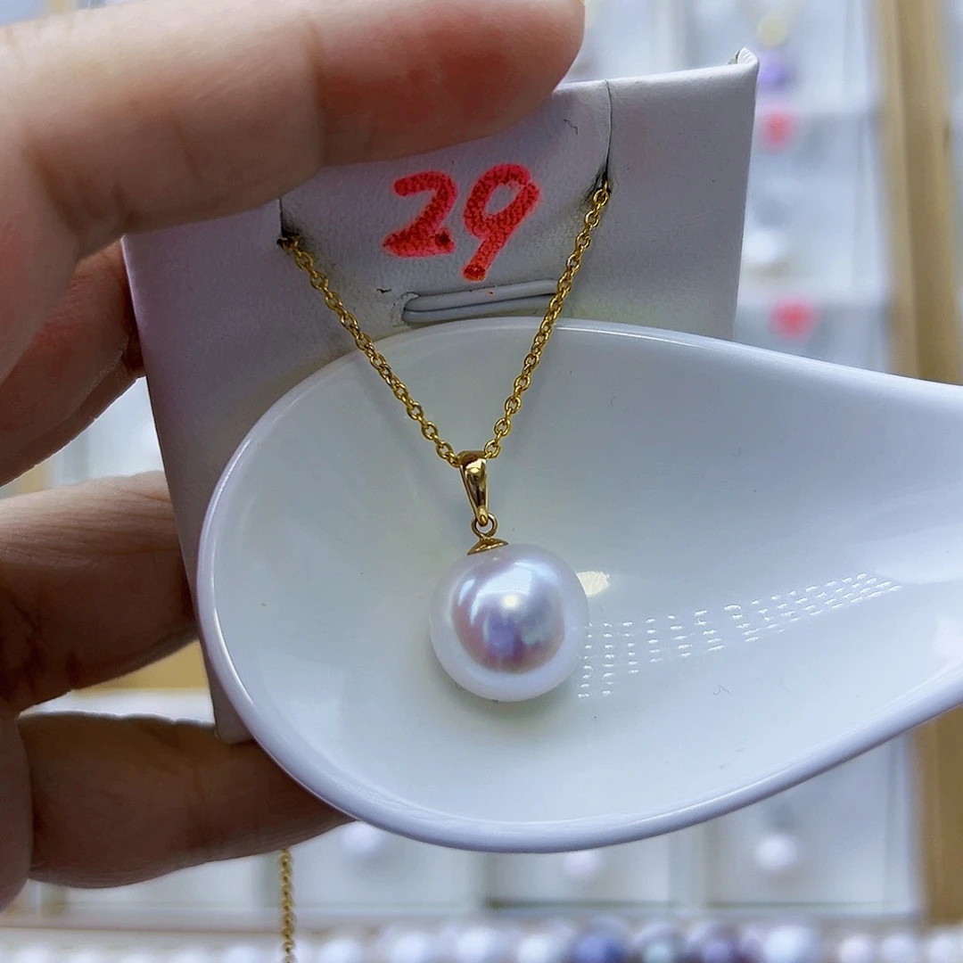 淡水珍珠吊坠(不含链)18K金镶嵌