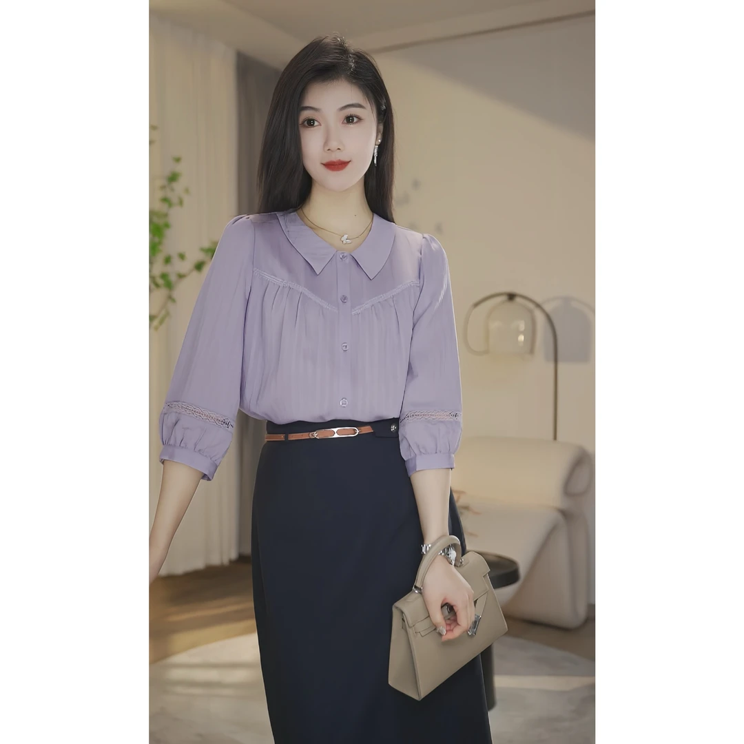 【婷婷甄选】夏季爆款小衫女透气凉爽百搭衬衫女气质8492419三色