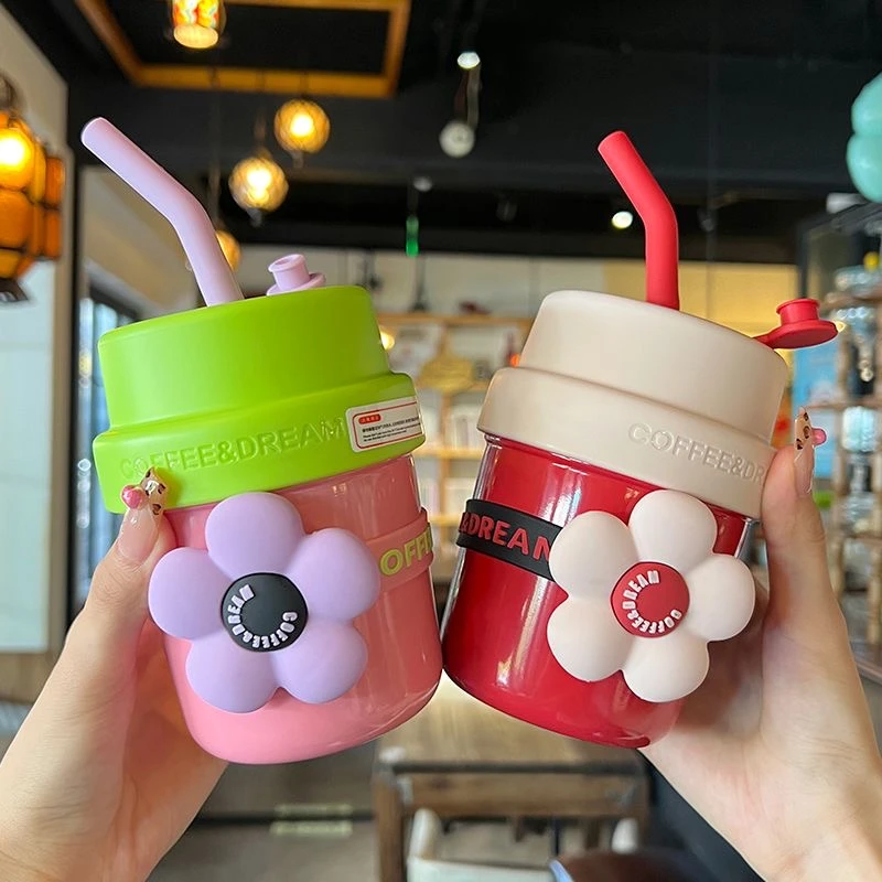 2025水杯女新款小巧便携咖啡杯可爱学生高颜值316不锈钢吸管杯