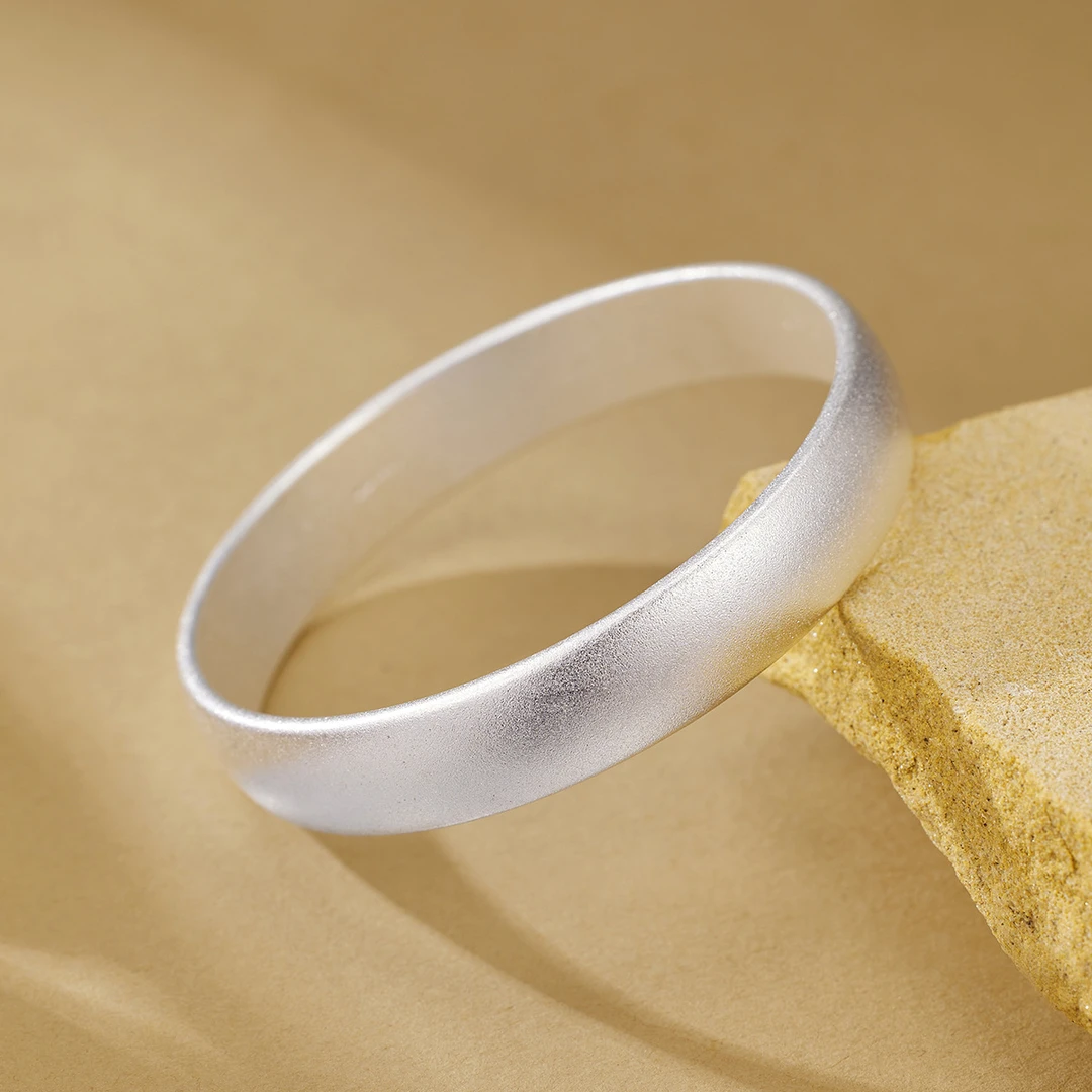 足银银制品 轮胎古法闭口手镯宽面传承气质时尚气质时尚百搭52