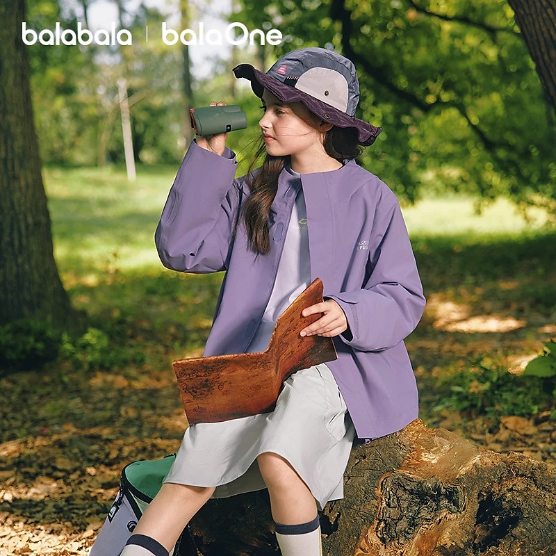 【冲锋衣】巴拉巴拉balaone儿童外套男女童上衣2025新款秋防泼水